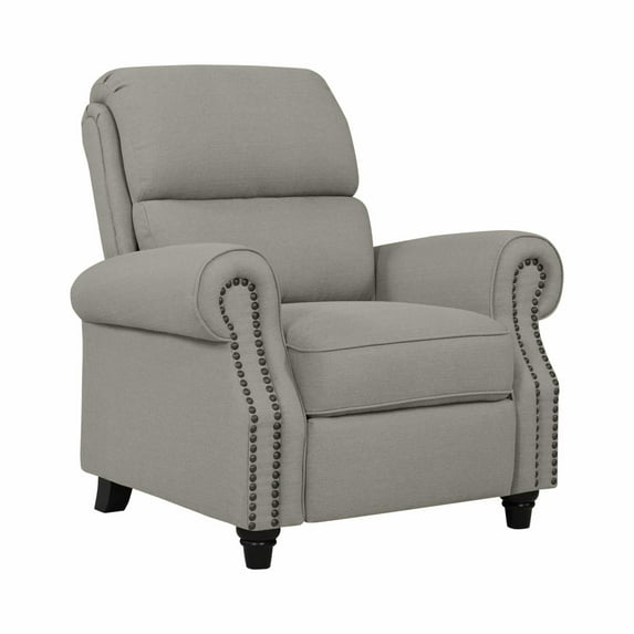 ProLounger Cari Linen Bustle-Back Pushback Recliner Chair with Nailheads