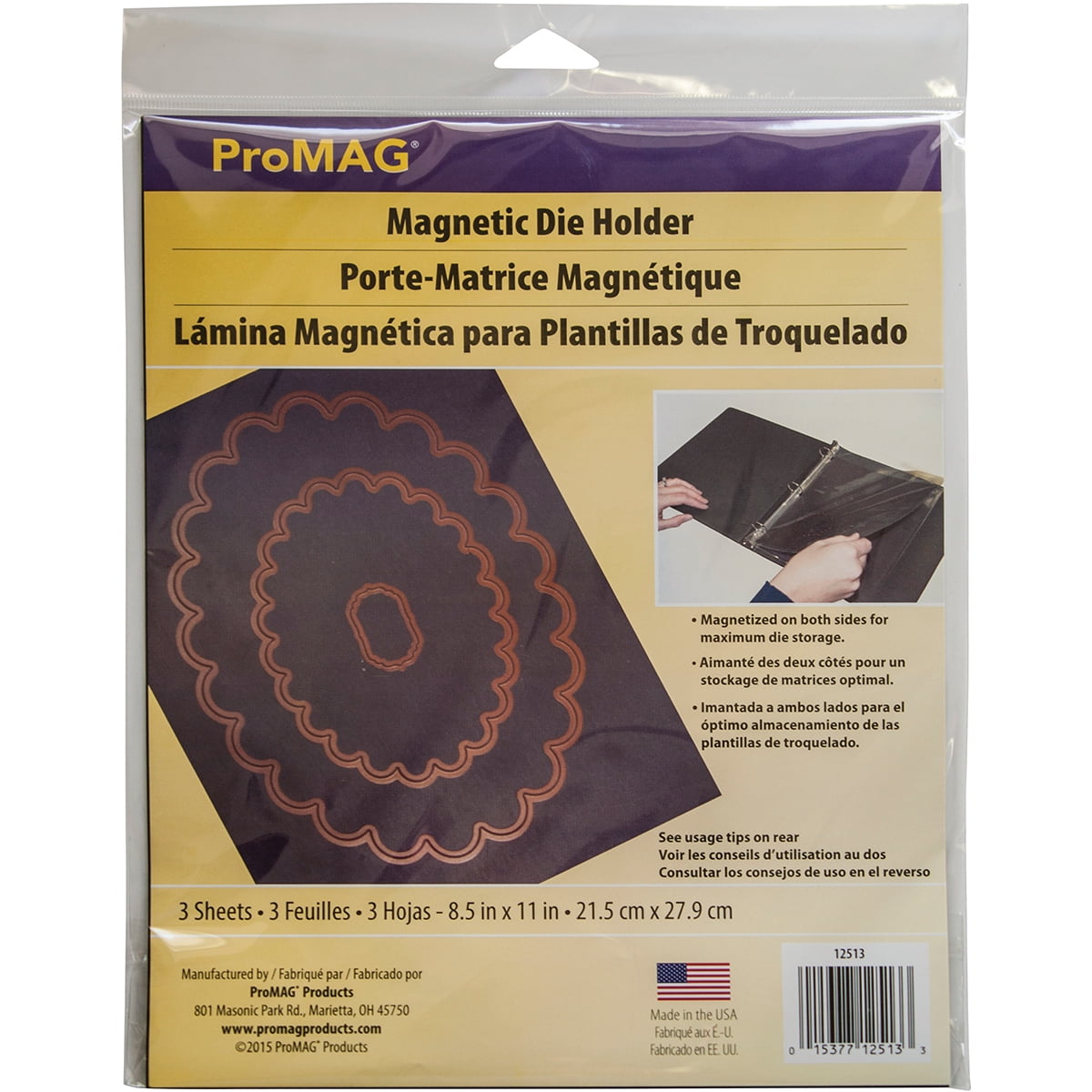 ProMag Magnetic Die Holder Sheets 3/Pkg-8.5X11X.3 