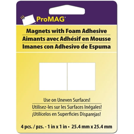 ProMag Square Magnets W/Foam Adhesive 4/Pkg-1"