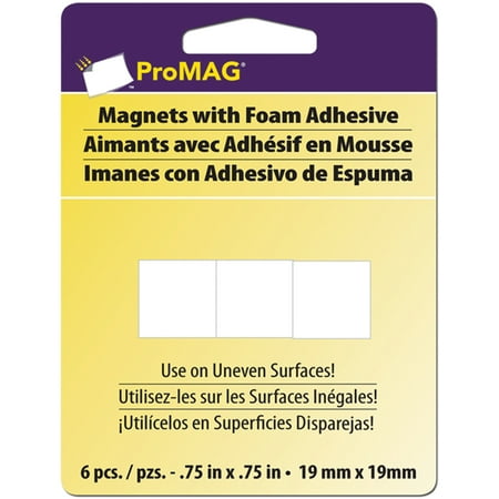 ProMag Square Magnets W/Foam Adhesive 6/Pkg-.75"