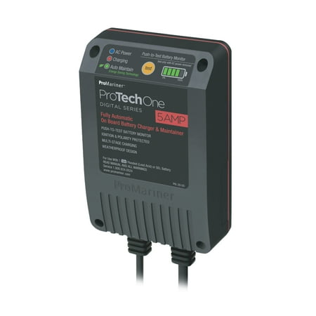 ProMariner 25105 ProTechOne Digital Series On Board Battery Charger and Maintainer, AC Corded with 2.5' Power Cord - 5 Amp