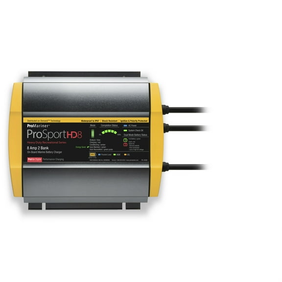 ProMariner 44008 ProSport HD Waterproof Marine Battery Charger, 8 Amp, 2 Bank