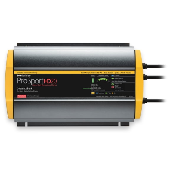 ProMariner 44020 ProSport HD Waterproof Marine Battery Charger, 20 Amp, 2 Bank