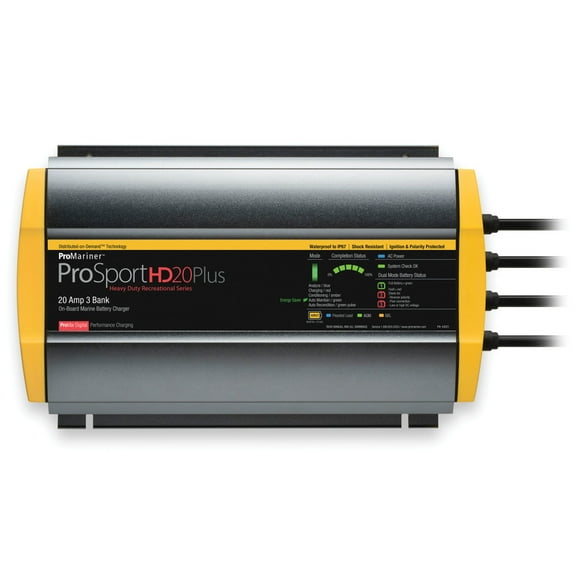 ProMariner 44021 ProSport HD Waterproof Marine Battery Charger, 20 Amp, 3 Bank