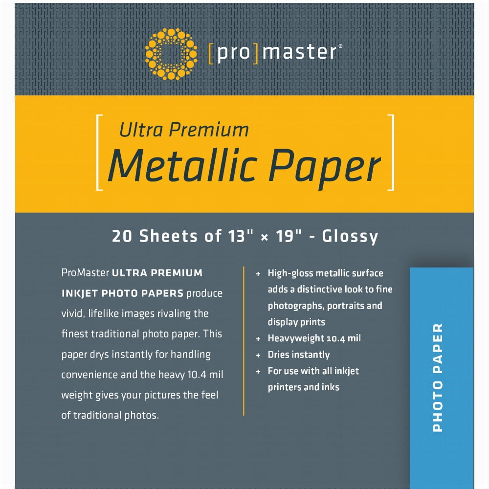 ProMaster Silver Metallic Inkjet Photo Paper 13 x 19'' 20 Sheets