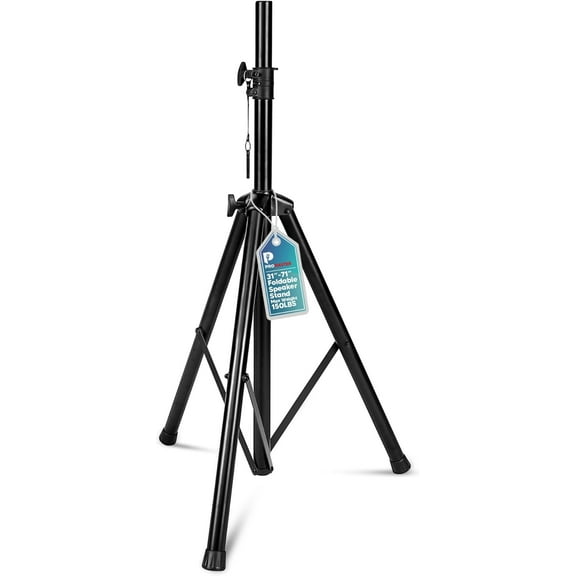 ProMaster Tripod Speaker Stand - Universal and Telescopic Adjustable, Non-Slip Fleet, On-Stage and Studio-Quality Tripod Speaker Stand Mount Holder with Safety Locks - Black