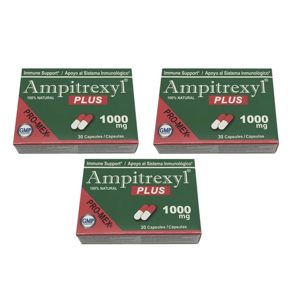 ProMex Ampitrexyl Plus. All-Natural Herb Based Immune Support and Dietary Supplement. Boosts Immune System with No Side Effects. 1000 mg. 30 Capsules. Pack of 3