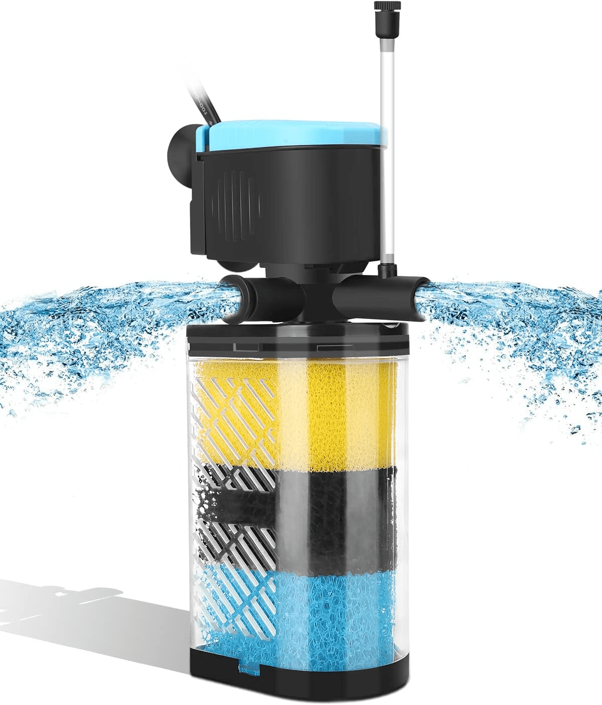 ProMotus Water pumps for water filtering units,Aquarium Filter 3-Stage in-Tank Filter Internal Fish Tank Filter Turtle Filter for 10-40 Gallon Fish Tanks with Dual Water Outlet & Aeration