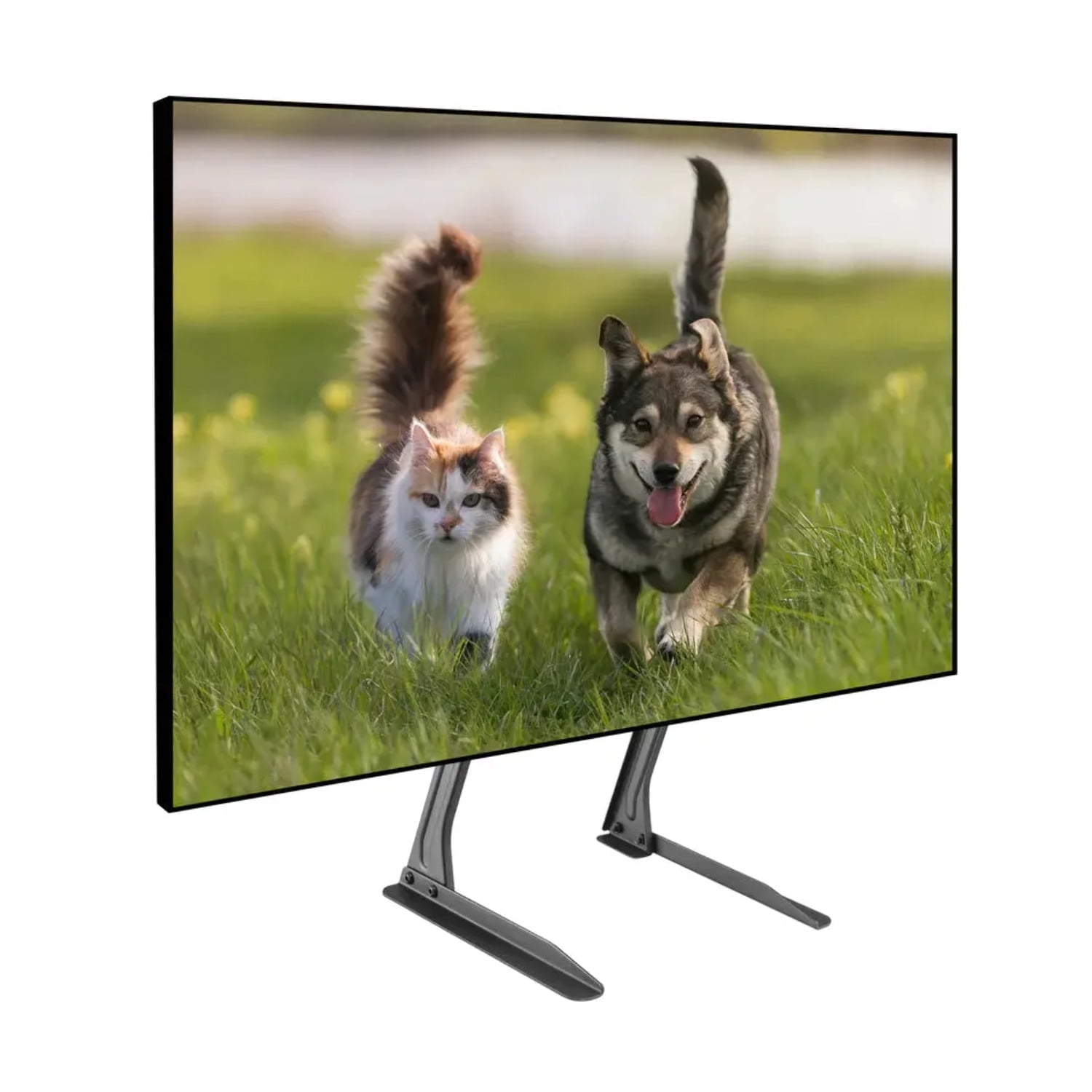 Adjustable Matte Black Metal Tabletop TV Stand for 13-70 Inch Screens