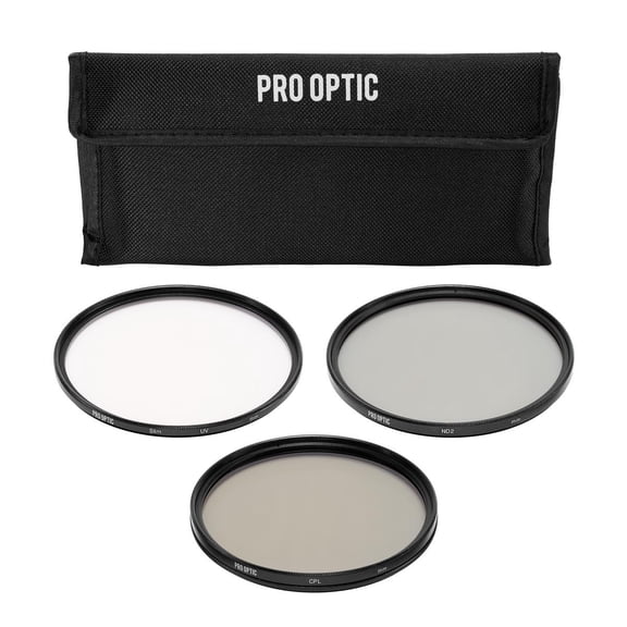 ProOptic 77mm Digital Essentials Filter Kit, with Ultra Violet (UV), Thin Circular Polarizer and Neutral Density 2 (ND2) Filters, with Pouch