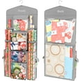 thumbnail image 1 of Double Sided Christmas Wrapping Paper Storage Organizer With Multiple Pockets, Organize  Wrap, Bows, Ribbons - 40"X17" Fits 40 Inch Rolls - Clear PVC Bag (Grey), 1 of 18