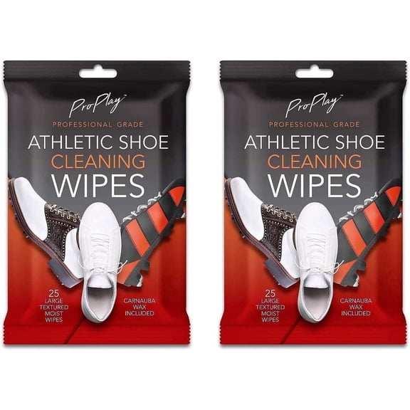 ProPlay Sneaker & Sports Shoe Cleaning Wipes, Carnauba Wax Cleaner, Dirt Remover, Resealable, 2 pack