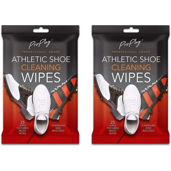 ProPlay Athletic Shoe Cleaning Wipes, Unscented Wipes, Carnauba Wax Included, Repels Water from Shoes, Powerful Cleaner that Removes Dirt, Grass and Sand, Resealable Pack, 2-Pack