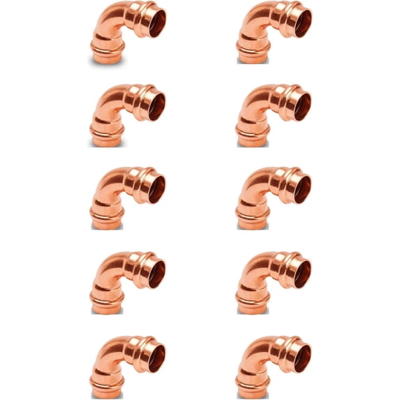 ProPress Plumbing Copper Fitting - Lead-Free 90-Degree PEX Elbow Copper Pipe Fitting - 1/2" Push Fit Elbow Copper Press Fitting Connection PEX Pipe