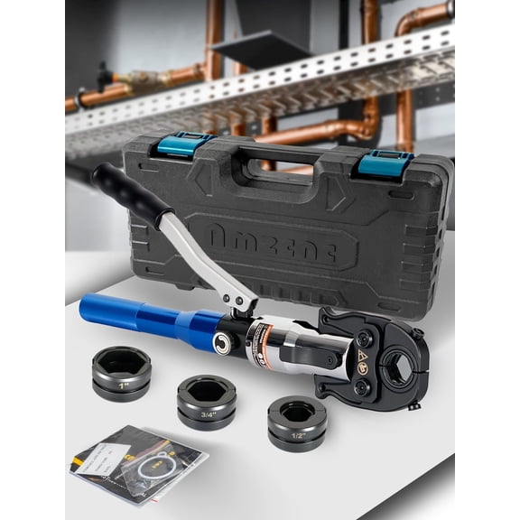 ProPress Tool Kit,Copper Tube Fittings Hydraulic Pipe Crimping Tool with 1/2 inch,3/4 inch and 1 inch Jaw Copper Pipe Press Crimpers Pressing Pliers,Suit for Narrow Space and Tee Fitting