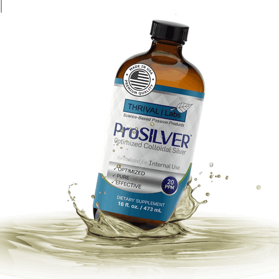 ProSILVER Blue Label Colloidal Silver Liquid 16oz / 20 PPM, Optimized for Bioactivity and Maximum Absorption to Support your Immune System, Dark Glass Bottle - Thrival Labs
