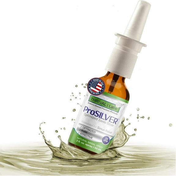 ProSILVER Green Label Ionic Colloidal Silver Liquid – 2oz Nasal Spray / 20 PPM, Optimized for Bioactivity and Maximum Absorption to Support your Immune System, Dark Glass Bottle - Thrival Labs
