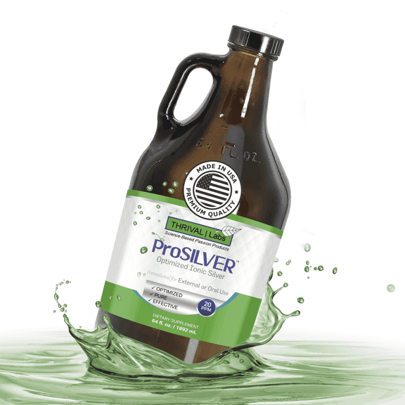 Ionic Colloidal Silver Liquid 20 PPM Bio Active for Immune Support Glass Bottle 64oz 384 Servings Organic Supplement