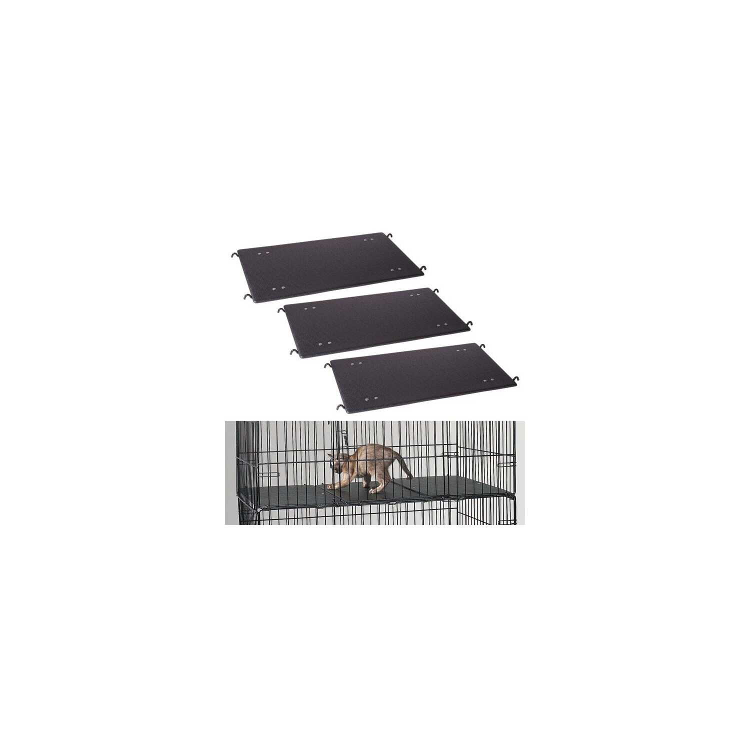 Black Durable Plastic Cat Cage Platforms Set of 3