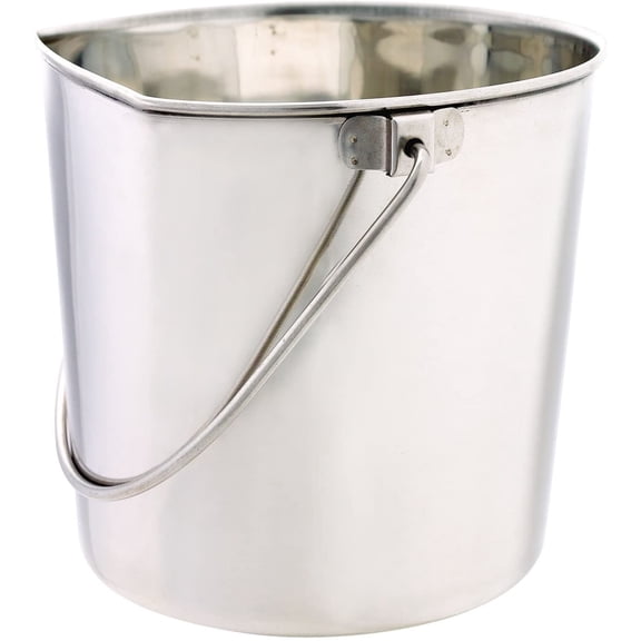 ProSelect Stainless Steel Flat Sided Pails  Durable Pails for Fences, Cages, Crates, or Kennels - 8", 6-Quart