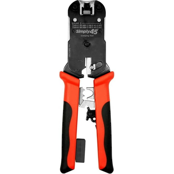 ProSeries All-In-One RJ45 Crimp Tool for Pass-Through & Standard WE/SS RJ45 - Includes Tool Lock, Click Socket, Blade Storage, Stripper/Cutter - S45-C101