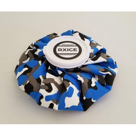 ProSeries RxIce Ice Bag - Hot or Cold Therapy - Leak Proof Lid - Pain Relief for sprains, strains, joint pain - Injury Prevention - Real Ice works Best - 11" BLUE CAMO