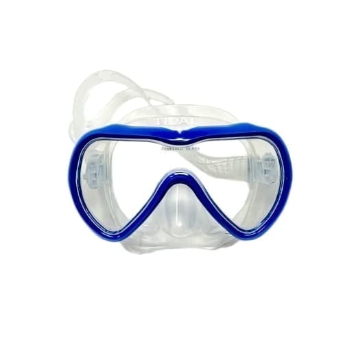 Tidal Mask – Advanced Anti-Fog Diving Mask for Scuba, Snorkeling, Free Diving & Swimming | Wide-Angle Tempered Glass Lens Single Lens | Best Adult Scuba, Snorkel & Dive Mask – Blue/Clear.