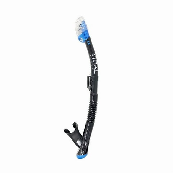 Tidal Dry Snorkel, Lightweight, Easy Breathing, for Snorkelling, Scuba Diving, and Swimming, Comfortable Mouthpiece with Dry Technology - Blue