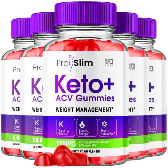 ProSlim Keto ACV Gummies Vitamin Supplement for Energy Focus and Ketosis Support, 5 Bottle Bundle