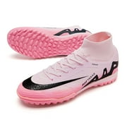 ProSoccer Kids Soccer Shoes Indoor Futsal Turf Big Boys Soccer Cleats Youths TF High-Top Football Boots For MBAPPE-FANS Pink Size 5