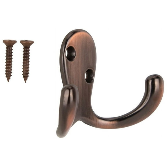 Prosource 2368850 1.7 x 2.7 in. Double Prong Robe Hook - Die Cast Zinc, Venetian Bronze