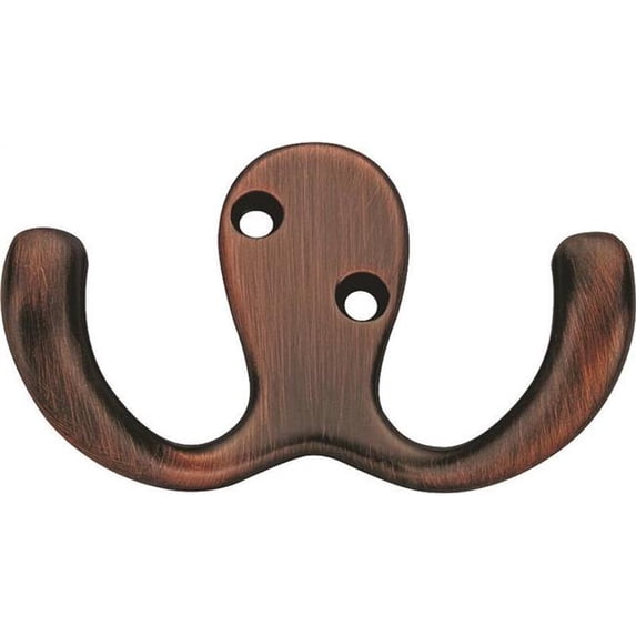 Prosource 2368850 1.7 x 2.7 in. Double Prong Robe Hook - Die Cast Zinc, Venetian Bronze