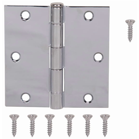 ProSource 3525698 Door Hinge, 3-1/2 in L x 3-1/2 in W Door Leaf, 6 Holes, 2.2 mm Thick Leaf, Steel,