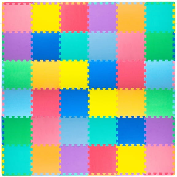 ProSource 36-Piece Foam Puzzle Mat, Kids Foam Play Mat, Homeschool Room Essentials, 6' x 6'