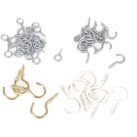 ProSource Cup Hook Set, Steel, Polished Brass/White Powder-Coated/Zinc