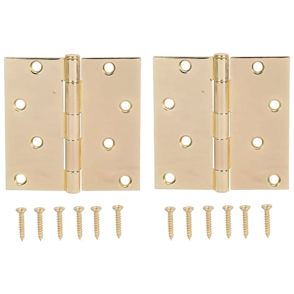 ProSource 2776342 Door Hinge, 4 in L x 4 in W Door Leaf, 8 Holes, 2.2 mm Thick Leaf, Steel, Bright B