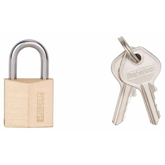 ProSource HD10020-3L Padlock, Standard Shackle, 1/8 in Dia Shackle, 3/4 in H Shackle, Steel Shackle, Brass Body