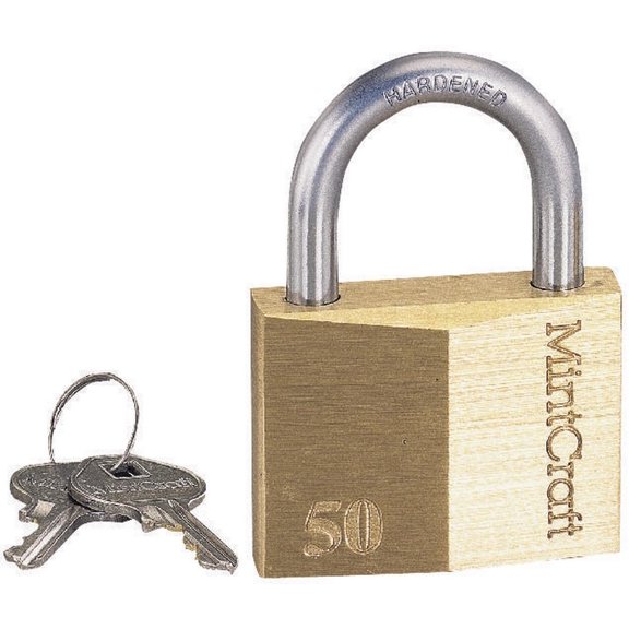 ProSource 6002869 Padlock, 2 in, 5 pins, Standard Hardened Steel Shackle, Solid Brass