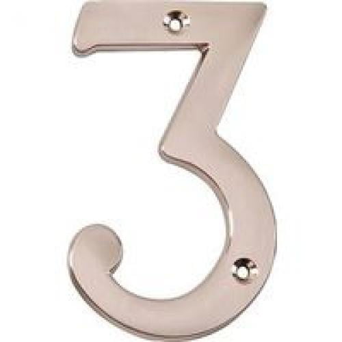 ProSource House Number 3 Die-Cast Zinc Satin Nickel