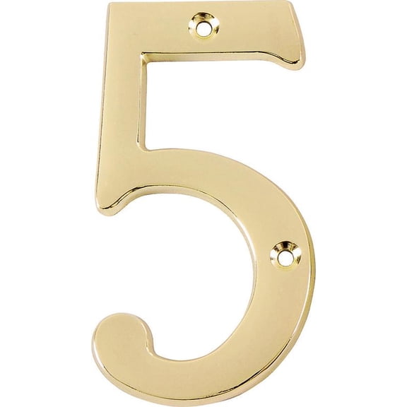 ProSource House Number 5 Die-Cast Zinc Satin Brass