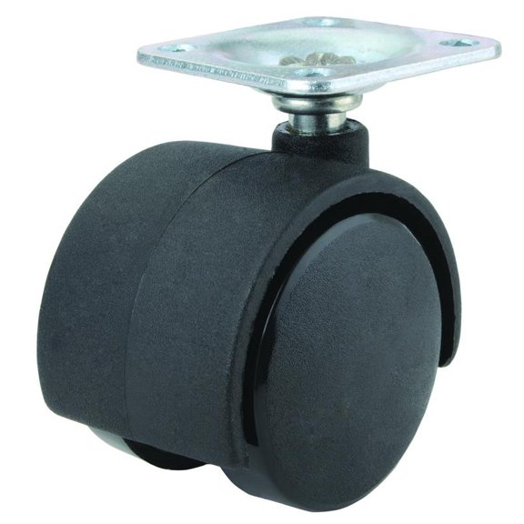 ProSource JC-F04-PS Dual Wheel Furniture Caster, 75 lb Capacity, 2 in Dia Nylon Wheel, Plate Mount,