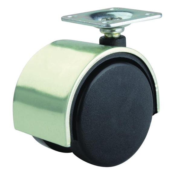 ProSource JC-F12-PS Dual Wheel Furniture Caster, 75 lb Capacity, 2 in Dia Nylon Wheel, Plate Mount,