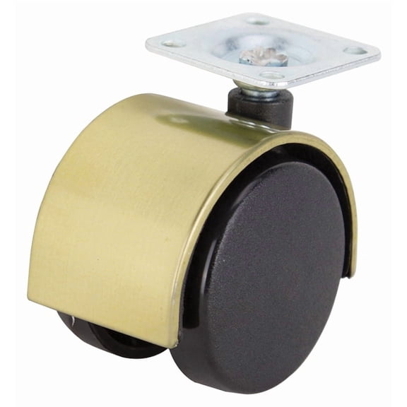 ProSource JC-F12-PS Dual Wheel Furniture Caster, 75 lb Capacity, 2 in Dia Nylon Wheel, Plate Mount,