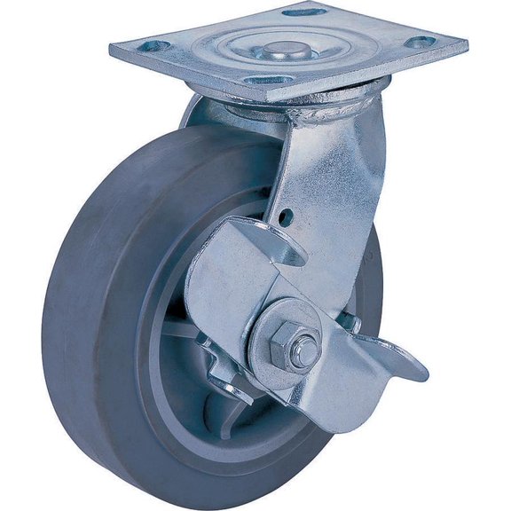 Prosource JC-T02 Heavy Duty Swivel/Brake Caster, 4 in Dia x 2 in W, 350 lb, Thermoplastic Rubber