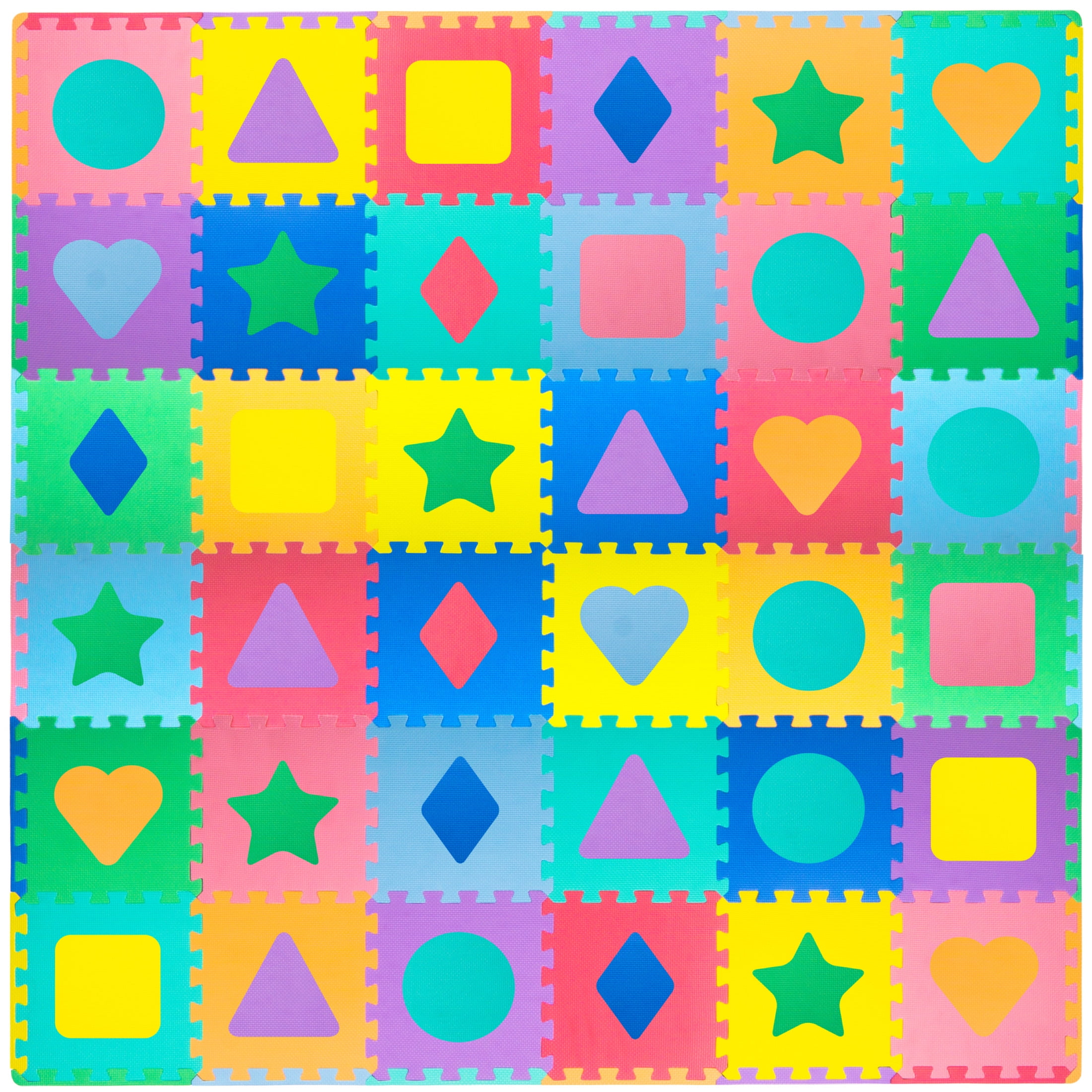 Colorful Shapes and Colors Foam Puzzle Play Mat, 36 Sq Ft