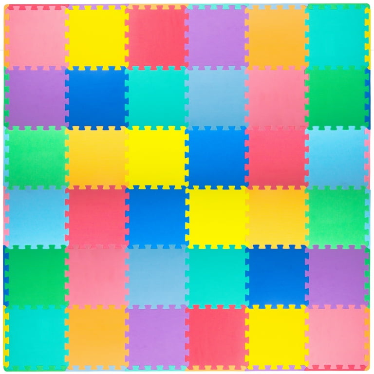 ProSource Kids Soft Toddler Large Baby Interlocking Foam Puzzle Play Mat 36 or 16 Pieces Walmart