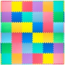 ProSource Kids Solid Colors Foam Puzzle Floor Play Mat, 36 or 16 tiles