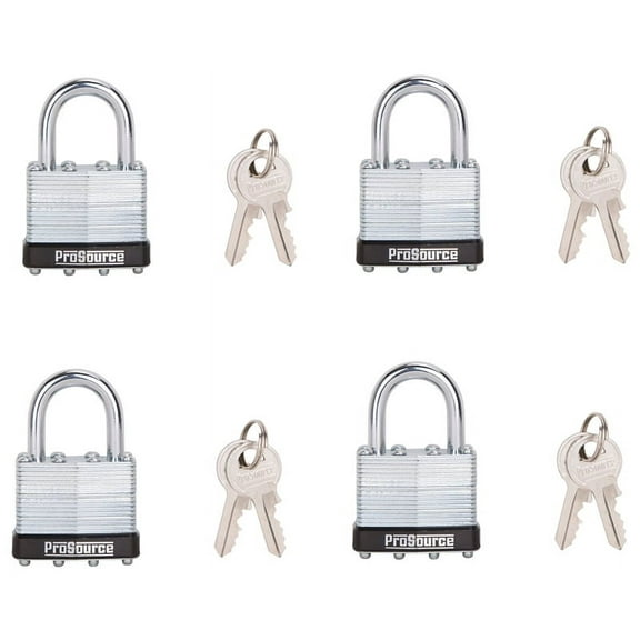 ProSource Laminated Padlock With Bumper 1-1/2 In Keyed Alike 4 Pins Hardened Steel Shackle Galvanized Steel