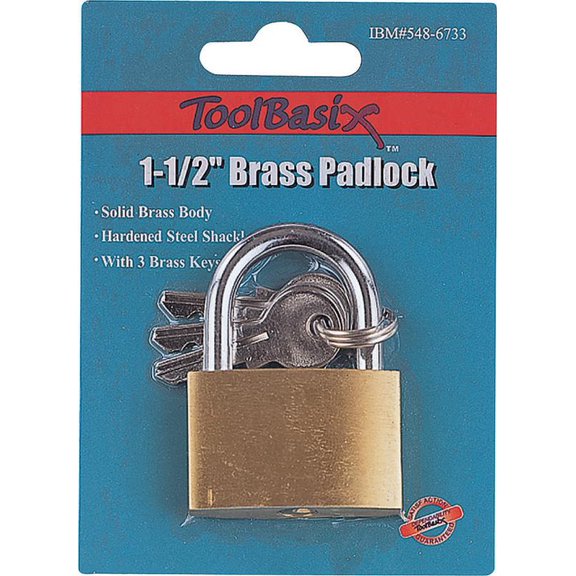 ProSource Light Duty Padlock 1-1/2 In 3 Pins Standard Hardened Steel Shackle Solid Brass
