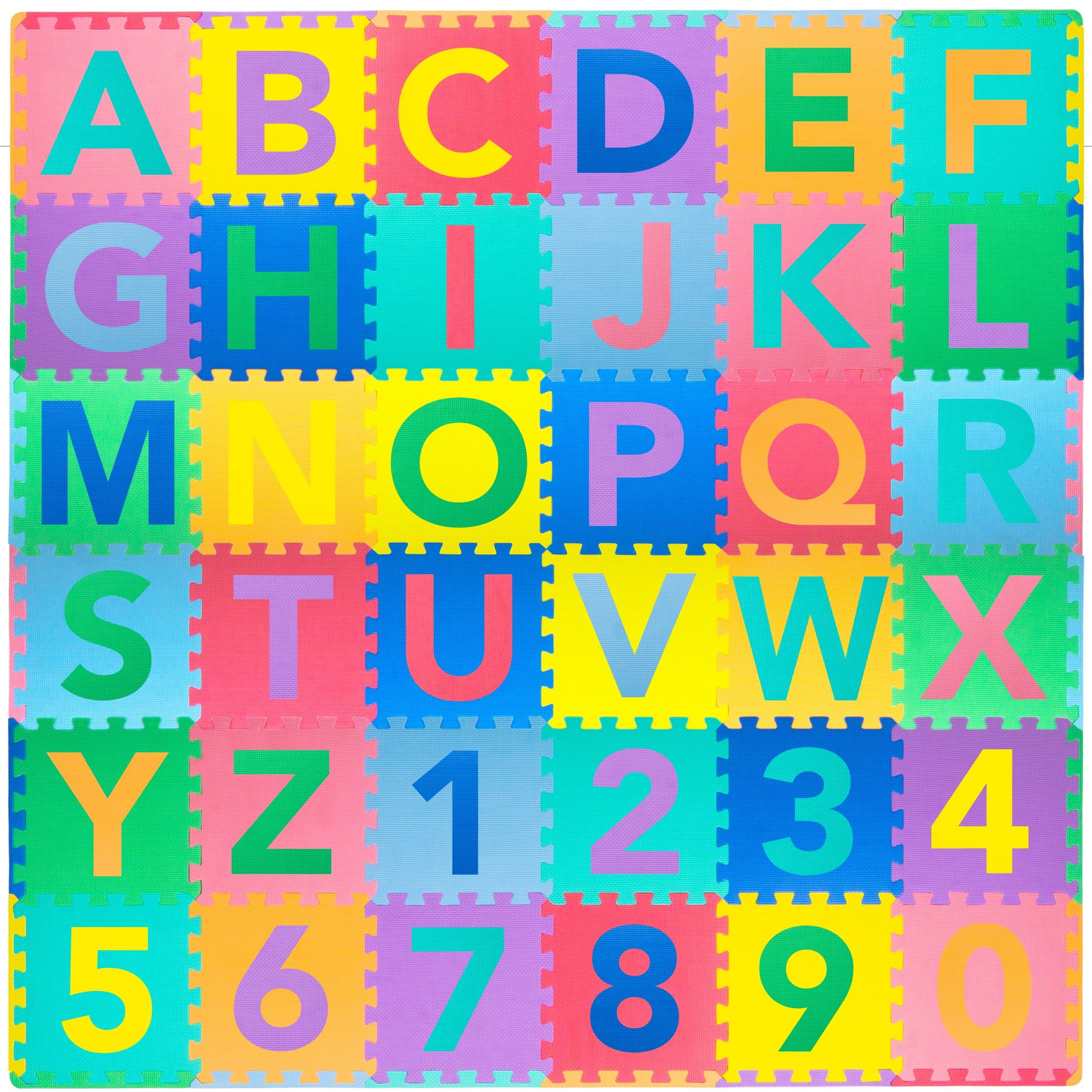ProSource Puzzle Alphabet and Numbers Foam PlayMat for Kids - 36 tiles with  edges
